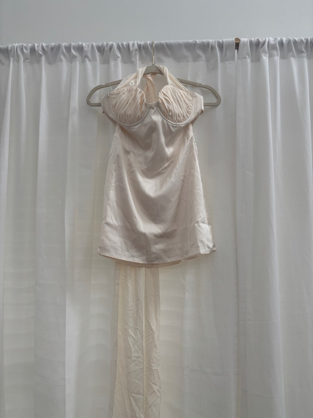Oh Polly Cream Halter Mini Dress
